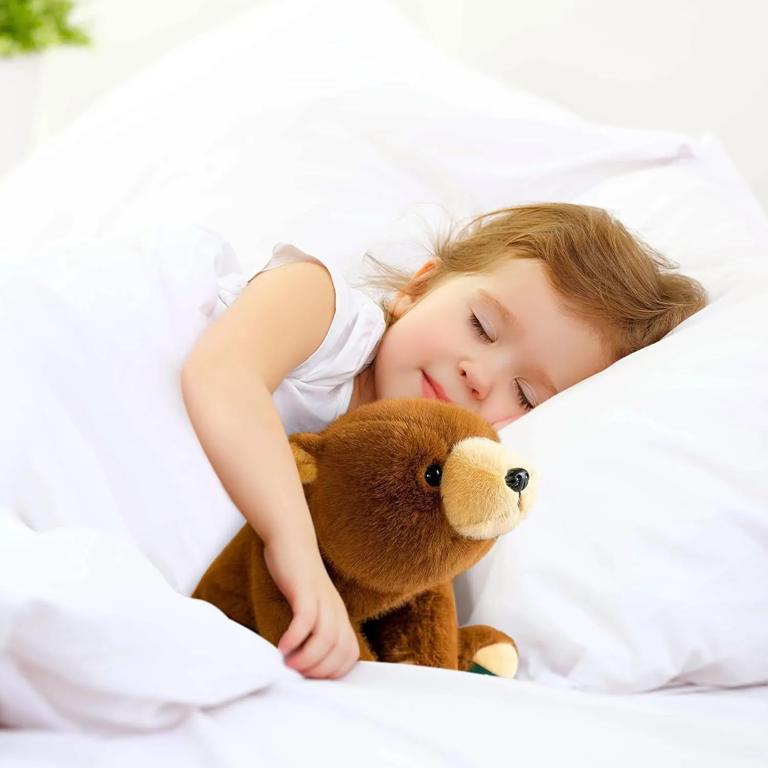 Ditucu Weighted Stuffed Animals 1.8 lbs Weighted Brown Bear Plush Toys Cute Soft Plushies Gifts for Kids 25 inch