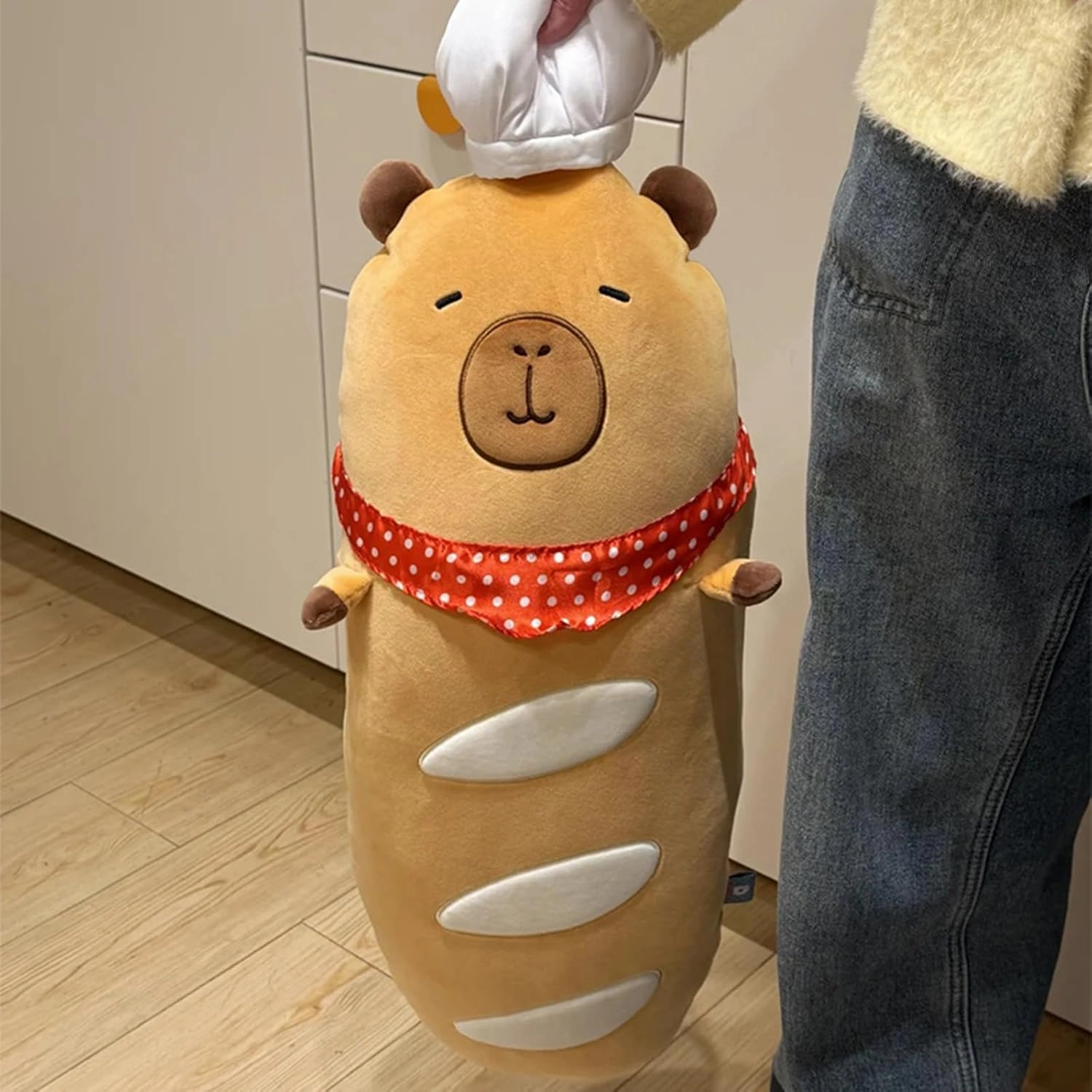 Ditucu Baguette Capybara Plush with Chef Hat 19.6 inch Cute Bread Capibara Stuffed Animal Soft Food Plushies Toys Gifts for Kids Adults Brown