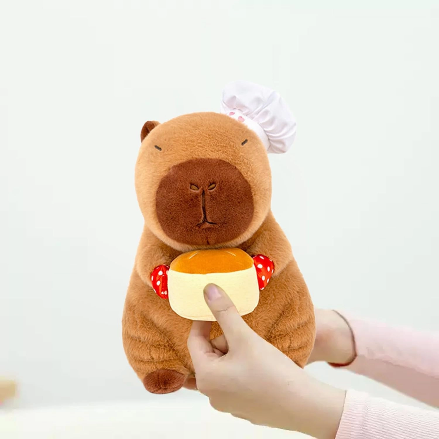 Ditucu Chef Capybara Plush with Cake 13 inch Cute Capibara Stuffed Animal Soft Food Plushies Toys Birthday Gifts for Kids Adults Brown