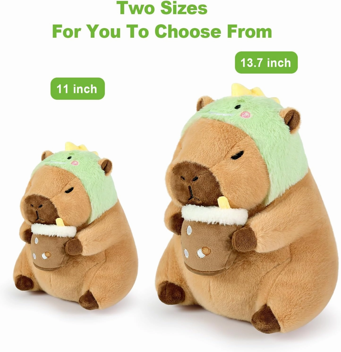 Ditucu Cute Capybara Plush Pillow Dinosaur Drinking Milk Tea Stuffed Animal Capibara Plushies Toys Gifts for Kids Brown 11 inch