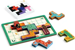 DJECO SoLogic Pentanimo - Wooden Logic Game for Little Ones - Challenging, Fun & Creative Activity for Family & Friends - Cute Animal Puzzle Toy for Children 5  Years Girls & Boys
