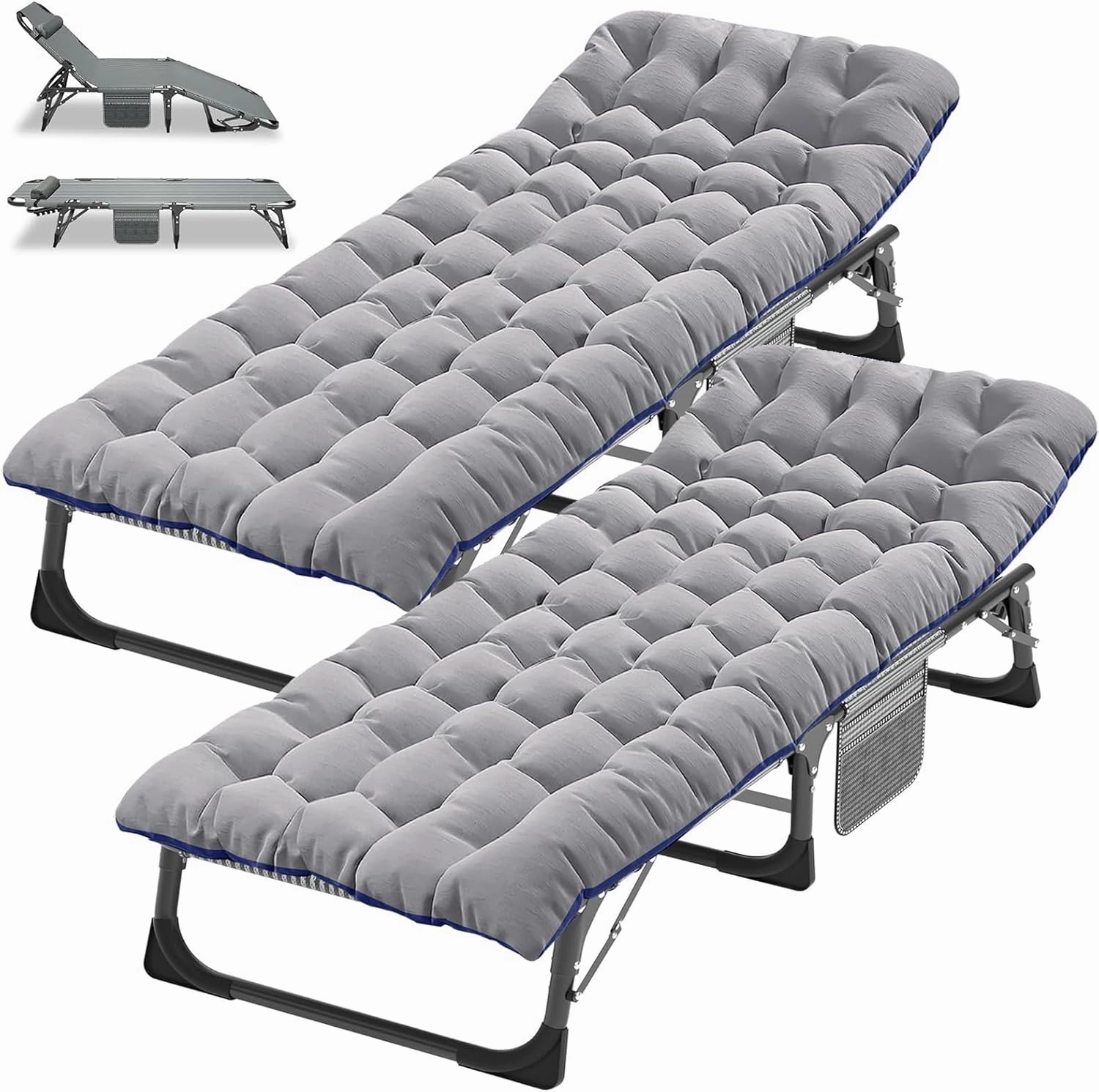 DoCred Folding Camping Cot with Mattress, 2 Pack Heavy Duty Folding Cot for Adults, Portable Sleeping Cot Bed Adults Outdoor Bed with Carry Bag, Travel Camp Cots