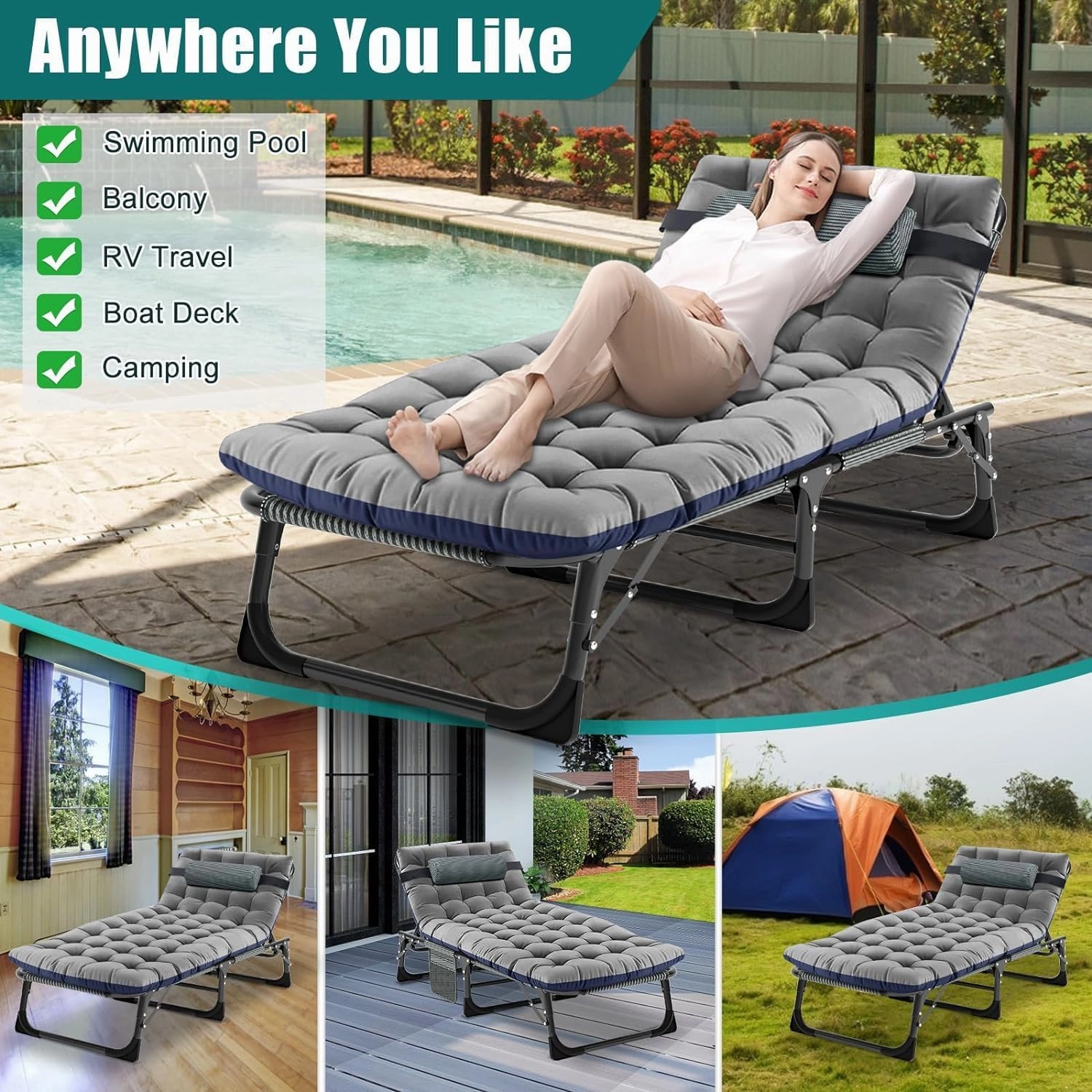 DoCred Folding Camping Cot with Mattress, 2 Pack Heavy Duty Folding Cot for Adults, Portable Sleeping Cot Bed Adults Outdoor Bed with Carry Bag, Travel Camp Cots