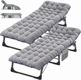 DoCred Folding Camping Cot with Mattress, 2 Pack Heavy Duty Folding Cot for Adults, Portable Sleeping Cot Bed Adults Outdoor Bed with Carry Bag, Travel Camp Cots