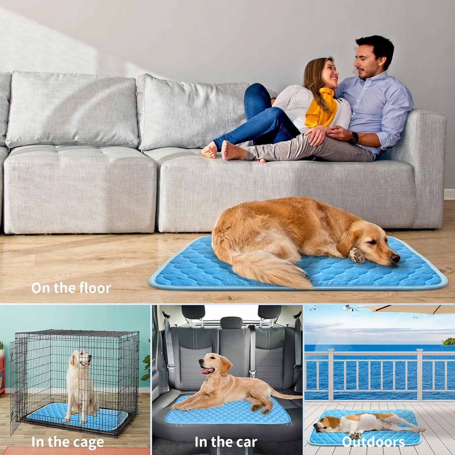 Dog Cooling Mat Self Cool Pad for Dogs and Cats, Washable Portable Pet Sleeping Pad for Summer,Blue X-Large 47.2" *27.6"