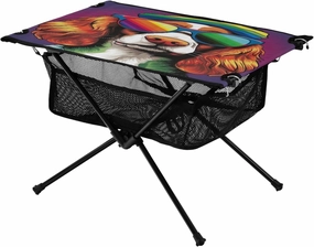 Dog with Sunglasses Portable Folding Camping Table, Compact Lightweight Beach Table with Carrying Bag for Outdoor Picnics, BBQs, Camp