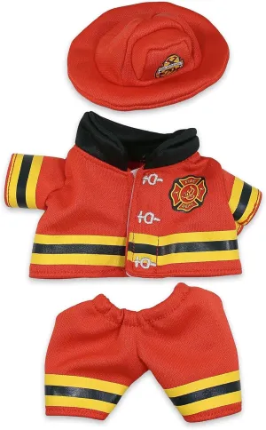 DolliBu Firefighter Dress Up Set for Teddy Bear - Firefighter Hat, Uniform Stuffed Animal Clothes Outfit, Cute Teddy Bear Costume with Fireman Helmet, Jacket and Pants - Small