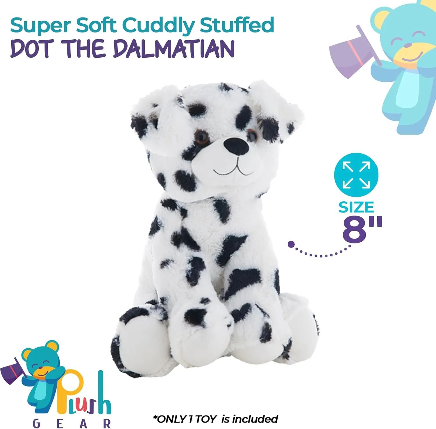 Dot The Dalmatian 8 inch Plush Toy Soft Stuffed Animal Puppy Dog Cuddly Kids Gift Toddler Baby Shower Present Collectible Adorable Puppy Toy for Boys Girls Birthday