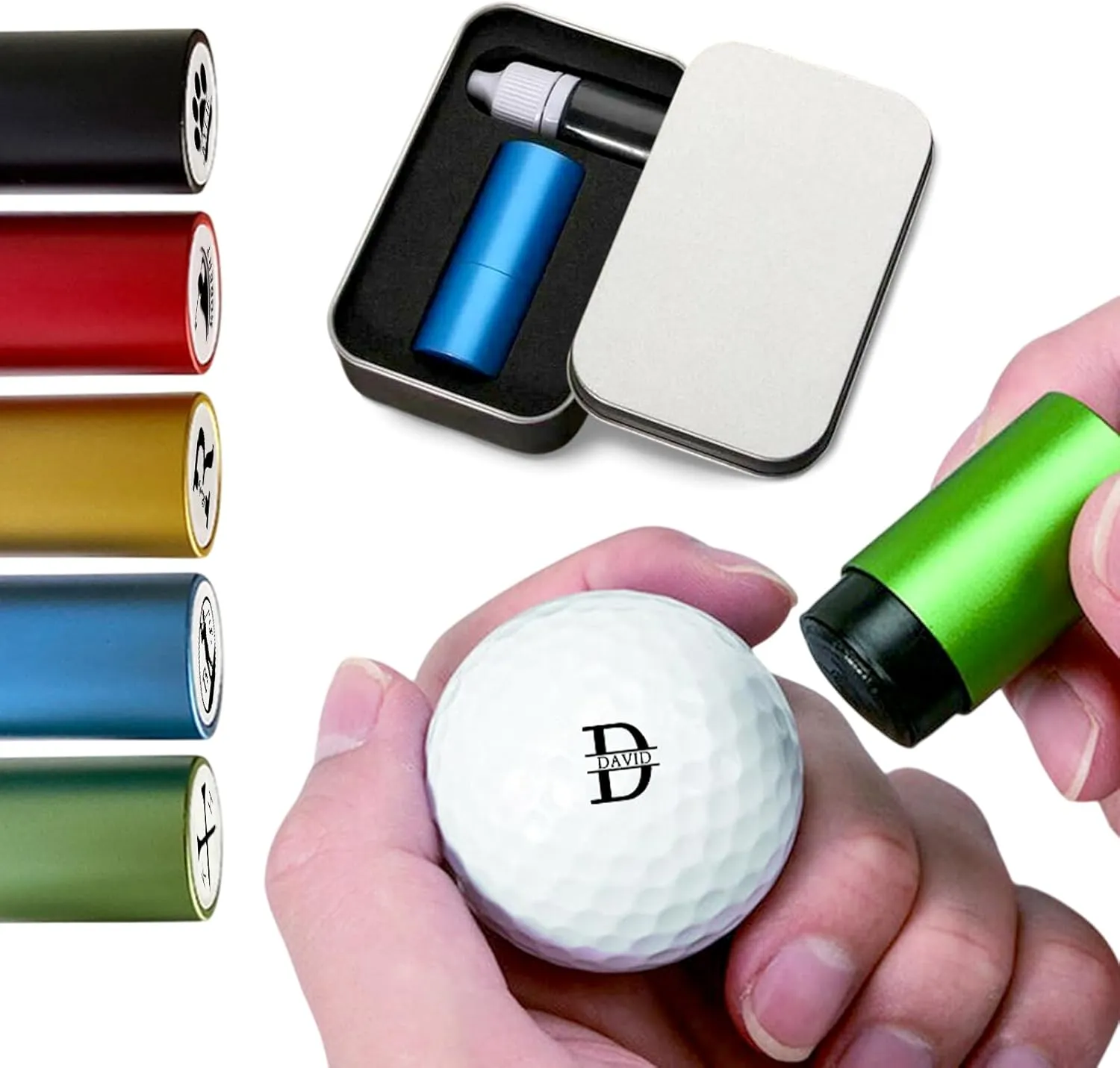 Drawelry Custom Golf Ball Stamp - Personalized Golf Ball Marker Stamper with Logo Monogram Reusable Waterproof Golfing Accessories Gifts for Men Golfers Dad Husband Boyfriend