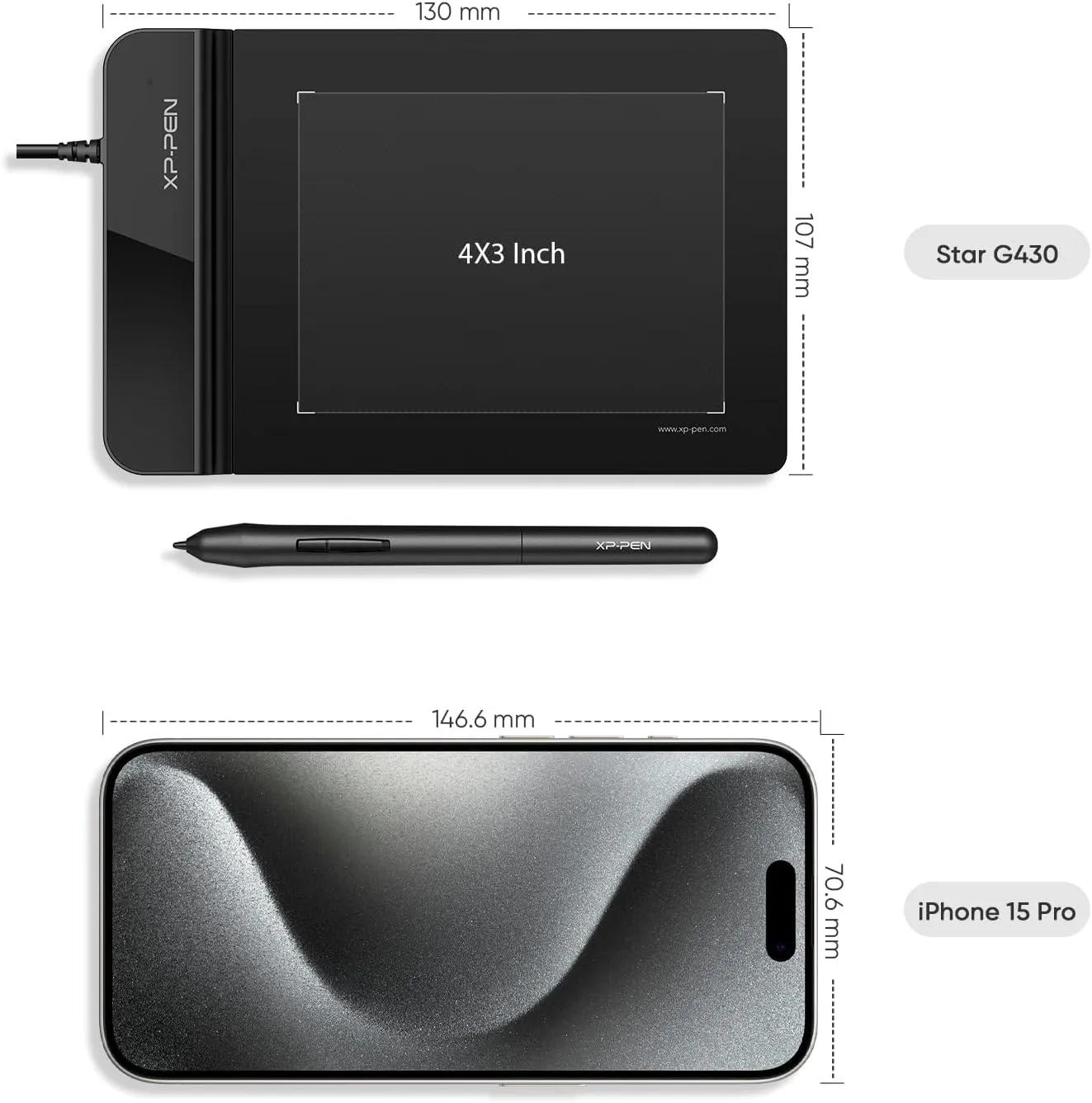 Drawing Tablet XPPen G430S OSU, Graphic Drawing Tablet with 8192 Levels Pressure Battery-Free Stylus, 4 x 3 inch Ultrathin, for OSU Game, Online Teaching Compatible with Window/Mac Black