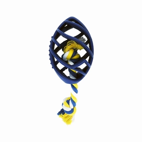 Durable Rubber Football Chew Toy with Tug Rope