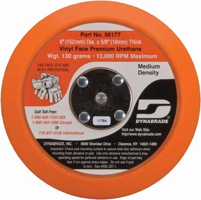 Dynabrade (56177) 6" (152 mm) Diameter Non-Vacuum Disc Pad | Vinyl-Face for PSA-Type Disc Adhesion | 5/8" (16mm) Thick Urethane Medium Density Product