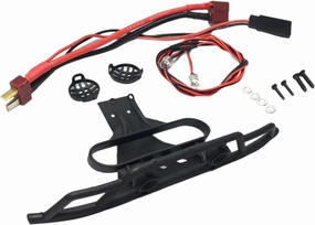 DYNWAVE Front Bumper with Headlights Crash Buffer Bumper DIY Repalce for 144010 144001 124017 124019 1:14 RC Car Accessories Parts