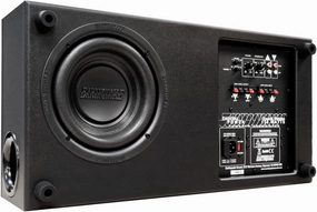 Earthquake Sound CP8 Couch Potato - 300W Peak Powered 8-Inch Slim Home Theater Subwoofer with Down-Firing Bass Reflex Enclosure Design (Black Laminate, Single)