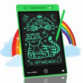 Easy Scribbler 12-inch in Color Green | Writing, Reusable, Portable Pad with Colorful Letters | Graphic Tablet | Scribbling Pad | Birthday Gift for Kids| Drawing | Stylus Pen