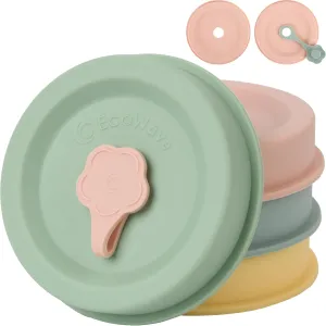 EcoWave FlipFit Silicone Mason Jar Lids w/Straw Hole & Stopper Plug - INNOVATIVE TWO-SIDED LID - Fits BOTH Regular & Wide Mouth Kerr, Ball Canning Jars - Drinking Tops, Storage Caps - Vegan, BPA-free