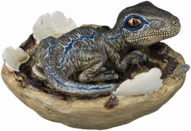 EDAGE Velociraptor Baby Dinosaur Egg Figure Raptor Animal Model Collection Decor Gift (Gray)