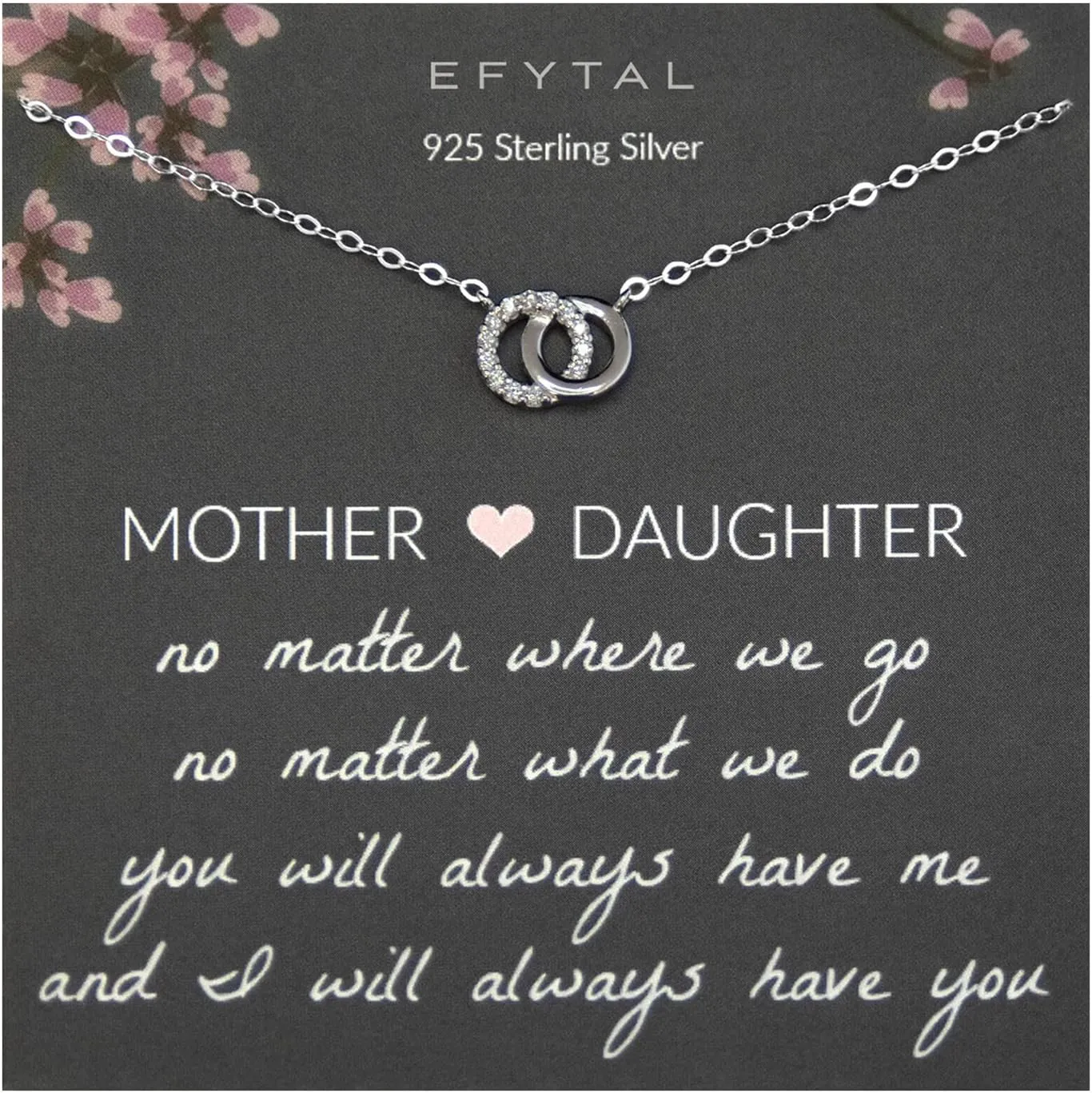 EFYTAL Mother Daughter Necklace, Mothers Day Gift for Mom or Daughter, Mama Jewelry Gifts, Mom Gifts