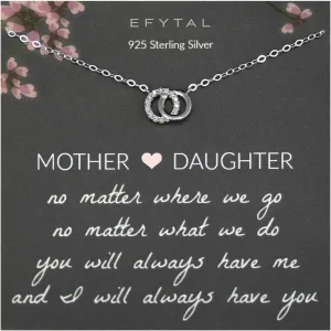 EFYTAL Mother Daughter Necklace, Mothers Day Gift for Mom or Daughter, Mama Jewelry Gifts, Mom Gifts