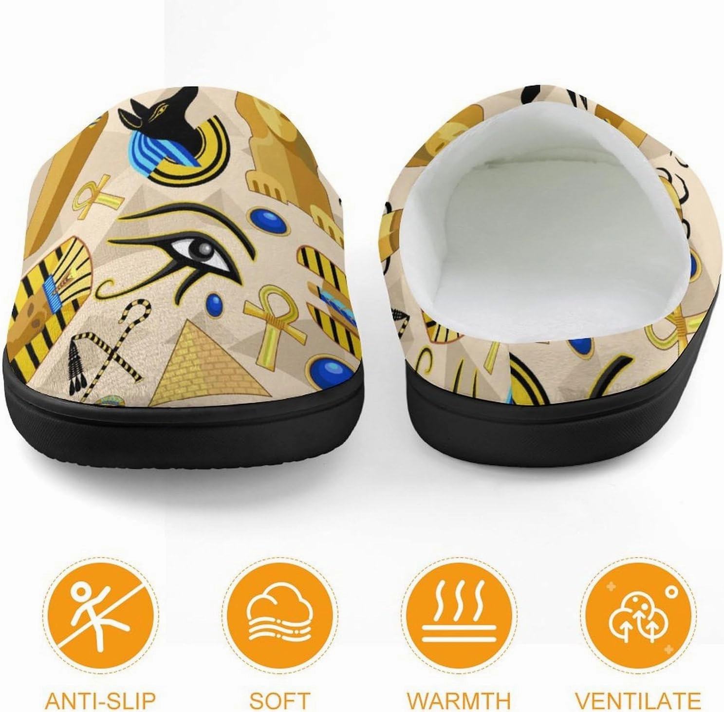 Egypt Ancient Symbols Art Print Slippers for Boys Girls Home Cotton Slippers Non-Slip Warm Little Kids Slippers