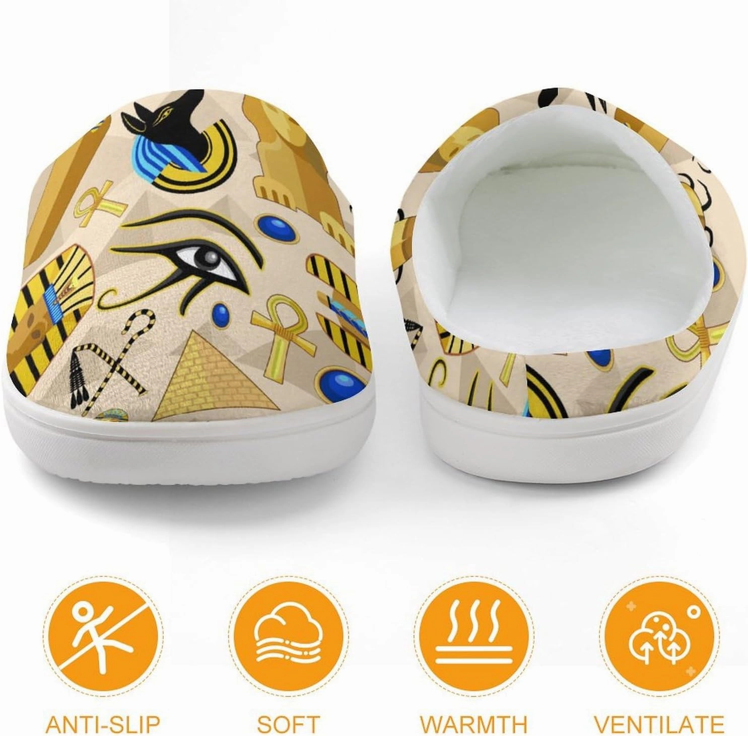 Egypt Ancient Symbols Art Print Slippers for Boys Girls Home Cotton Slippers Non-Slip Warm Little Kids Slippers
