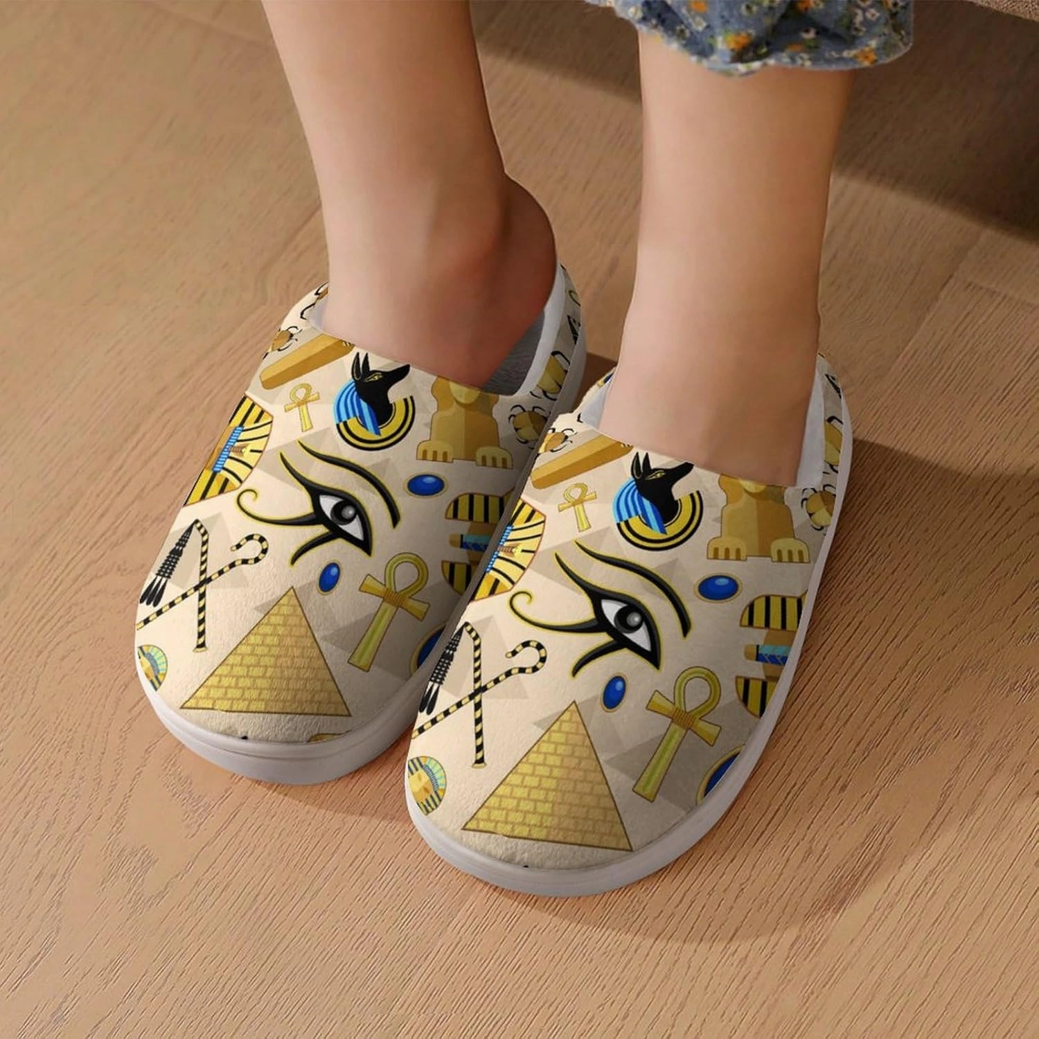 Egypt Ancient Symbols Art Print Slippers for Boys Girls Home Cotton Slippers Non-Slip Warm Little Kids Slippers