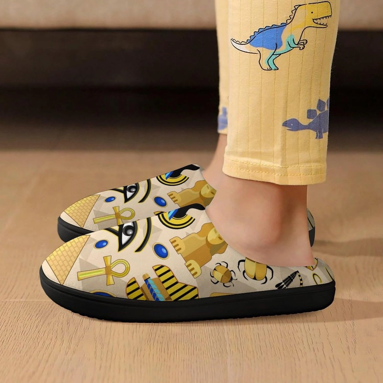 Egypt Ancient Symbols Art Print Slippers for Boys Girls Home Cotton Slippers Non-Slip Warm Little Kids Slippers