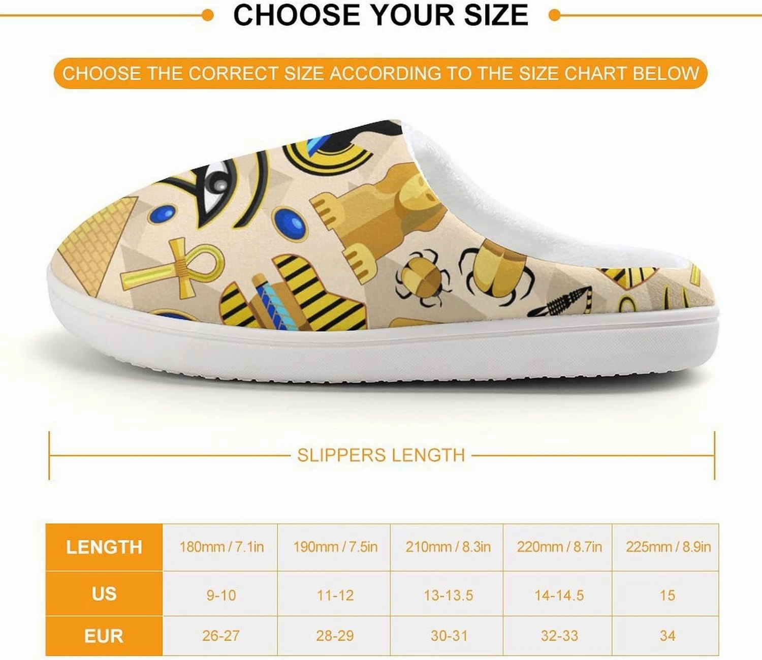 Egypt Ancient Symbols Art Print Slippers for Boys Girls Home Cotton Slippers Non-Slip Warm Little Kids Slippers