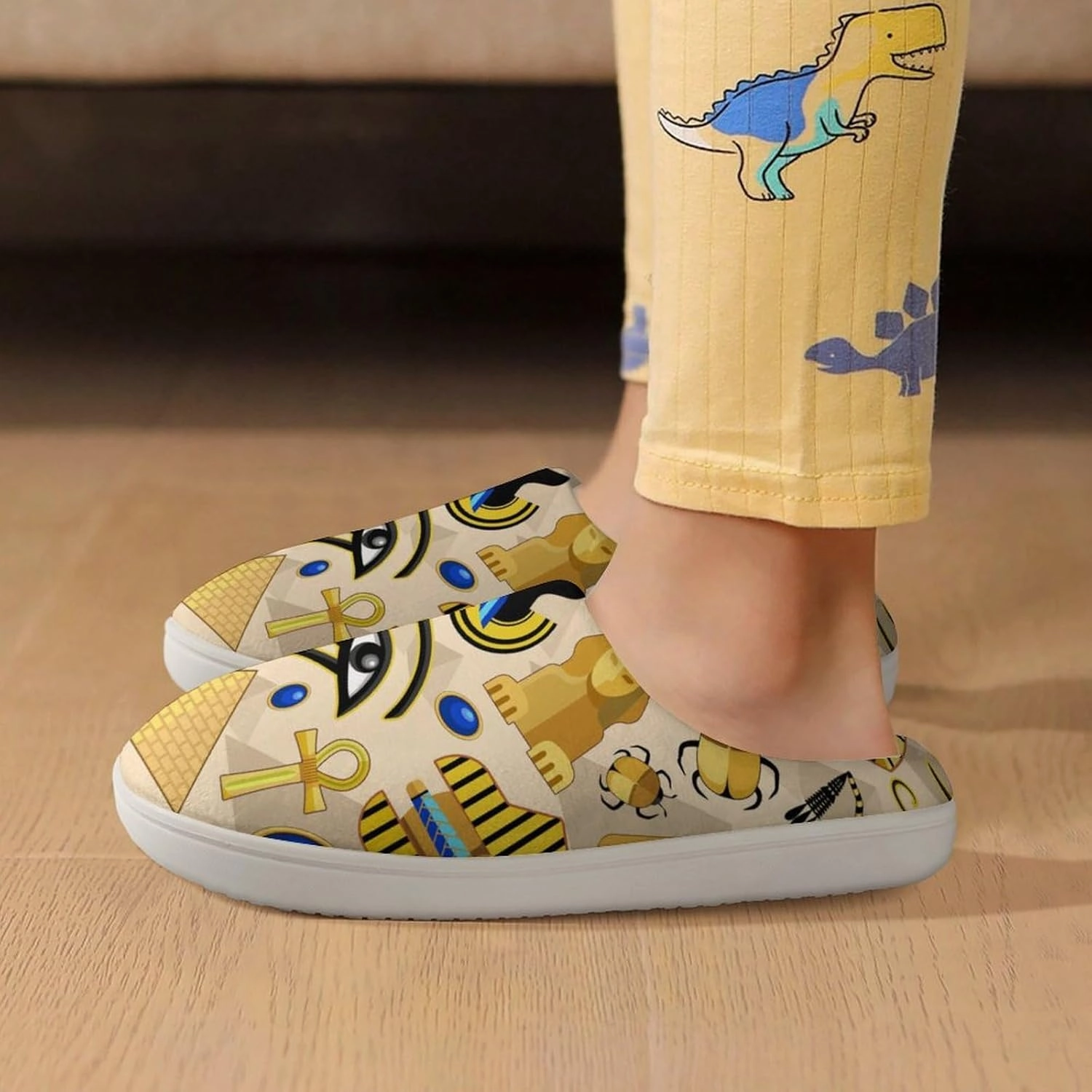 Egypt Ancient Symbols Art Print Slippers for Boys Girls Home Cotton Slippers Non-Slip Warm Little Kids Slippers