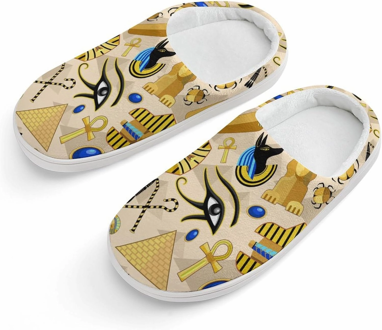 Egypt Ancient Symbols Art Print Slippers for Boys Girls Home Cotton Slippers Non-Slip Warm Little Kids Slippers