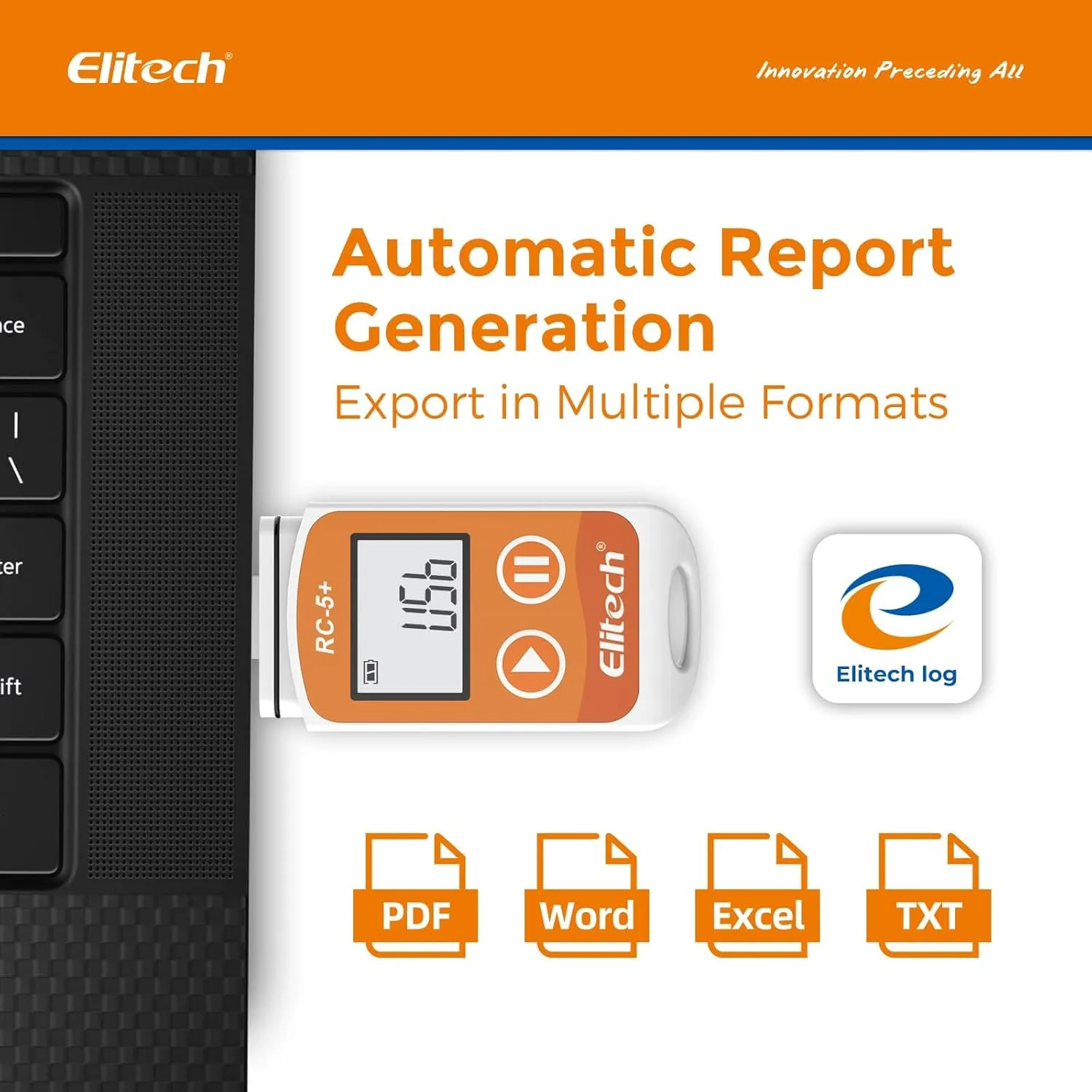 Elitech RC-5  TE Digital PDF USB Temperature Data Logger Reusable Recorder Refrigerator Thermometer 32000 Points High Accuracy (Extra External Sensor)