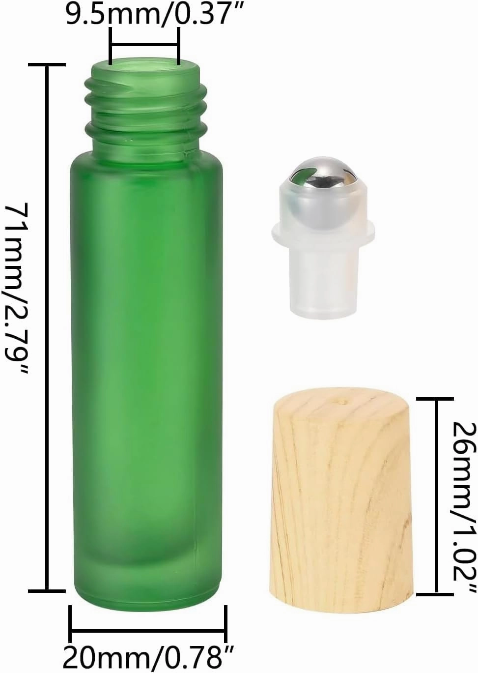 Ellbest 16pack 10ml Essential Oil Glass Bottle Glass Roller Bottles with Stainless Steel Roller Balls Reusable Refillable Bottle(Green Frosted)