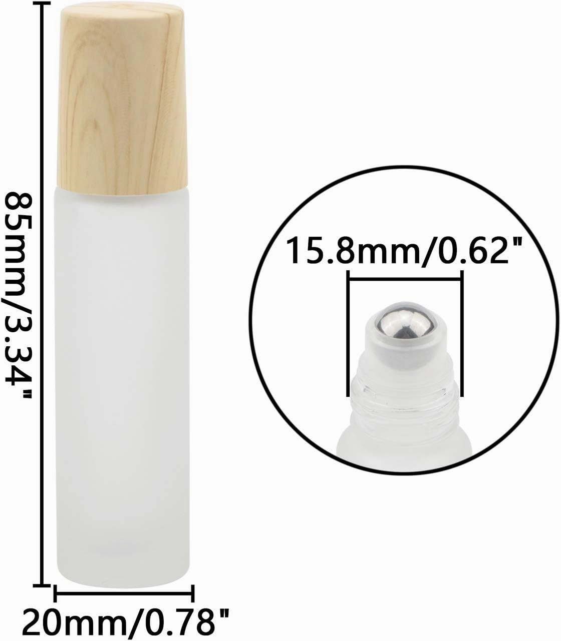 Ellbest 16pack 10ml Essential Oil Glass Bottle Glass Roller Bottles with Stainless Steel Roller Balls Reusable Refillable Bottle (White Frosted)