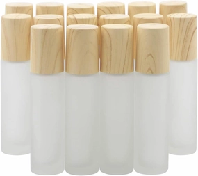 Ellbest 16pack 10ml Essential Oil Glass Bottle Glass Roller Bottles with Stainless Steel Roller Balls Reusable Refillable Bottle (White Frosted)