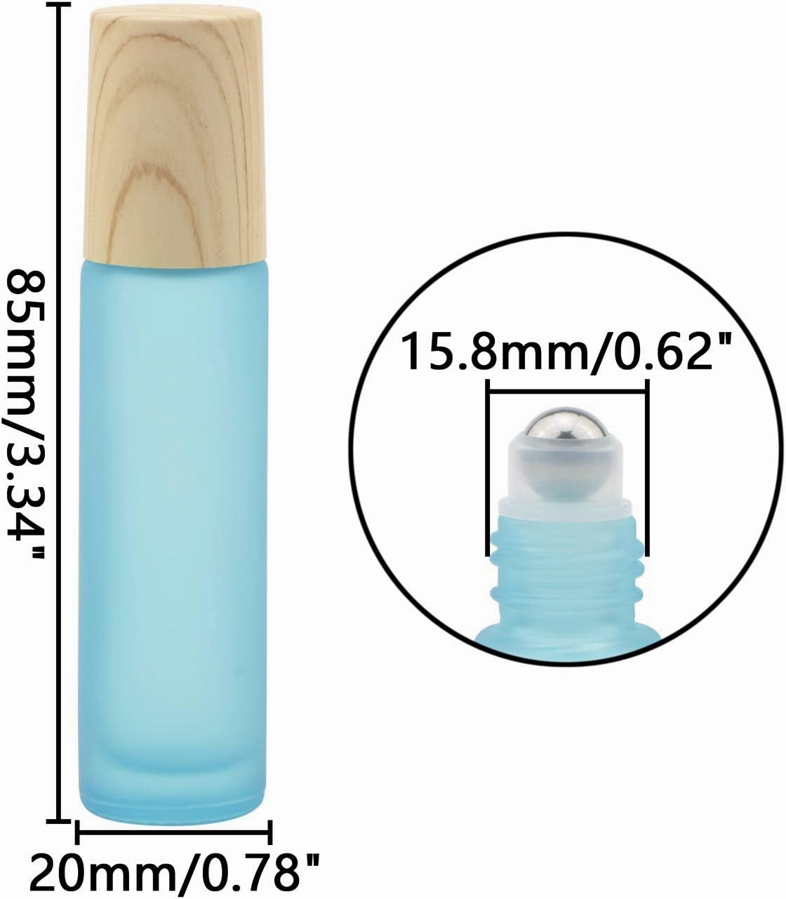 Ellbest 16pcs 10ml Essential Oil Glass Bottle Colorful Frosted Glass Roller Bottles with Stainless Steel Roller Balls Reusable Bottle, Perfect for Travelling Carrying Outside (Cyan-blue Frosted)