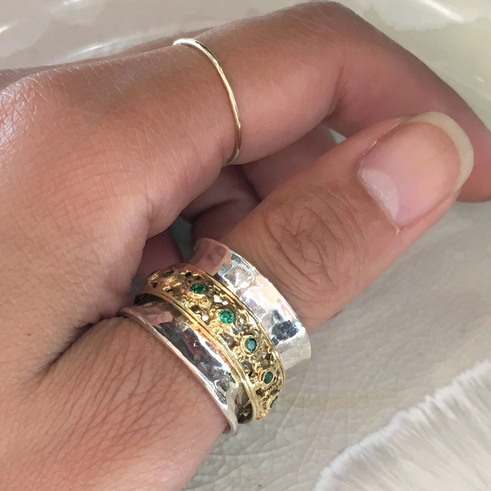 Emeralds Spinner Ring - New Beginnings 2.
