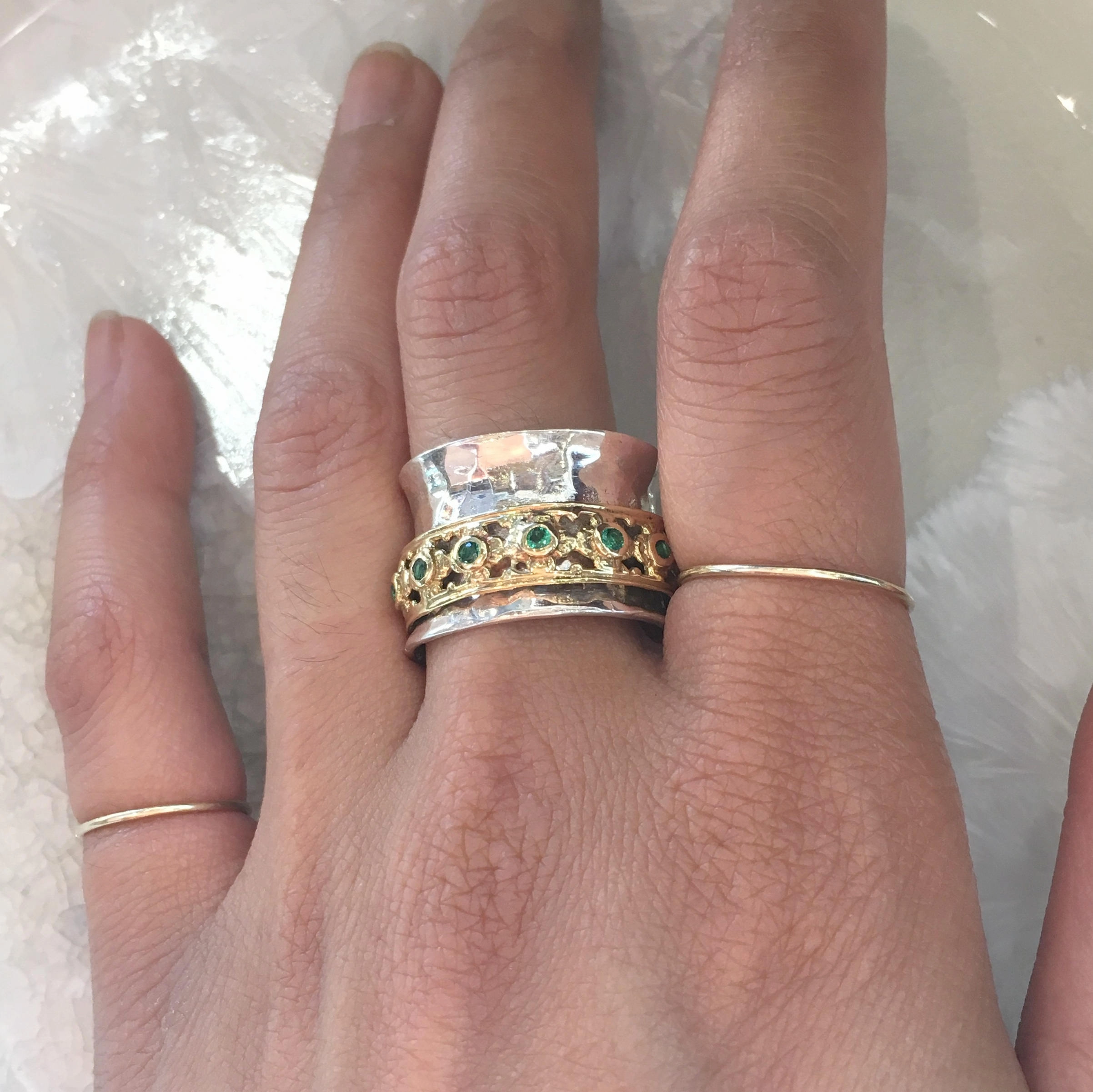 Emeralds Spinner Ring - New Beginnings 2.