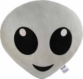 Emoji Alien Face Emoticon Cushion Stuffed Plush Soft Pillow, Official Certified, EvZ 31cm Gray