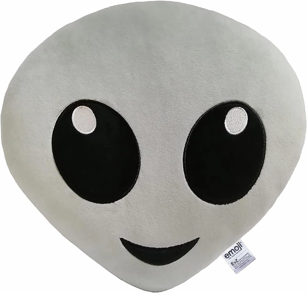 Emoji Alien Face Emoticon Cushion Stuffed Plush Soft Pillow, Official Certified, EvZ 31cm Gray