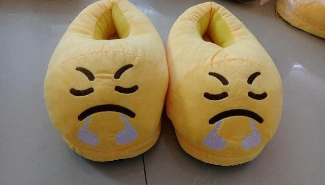 Emoji Shoes Yellow Cotton Plush Emoji Slippers Creative Funny Home Soft Shoes