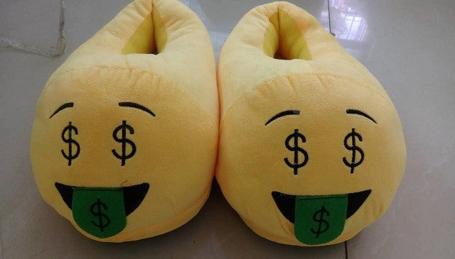 Emoji Shoes Yellow Cotton Plush Emoji Slippers Creative Funny Home Soft Shoes
