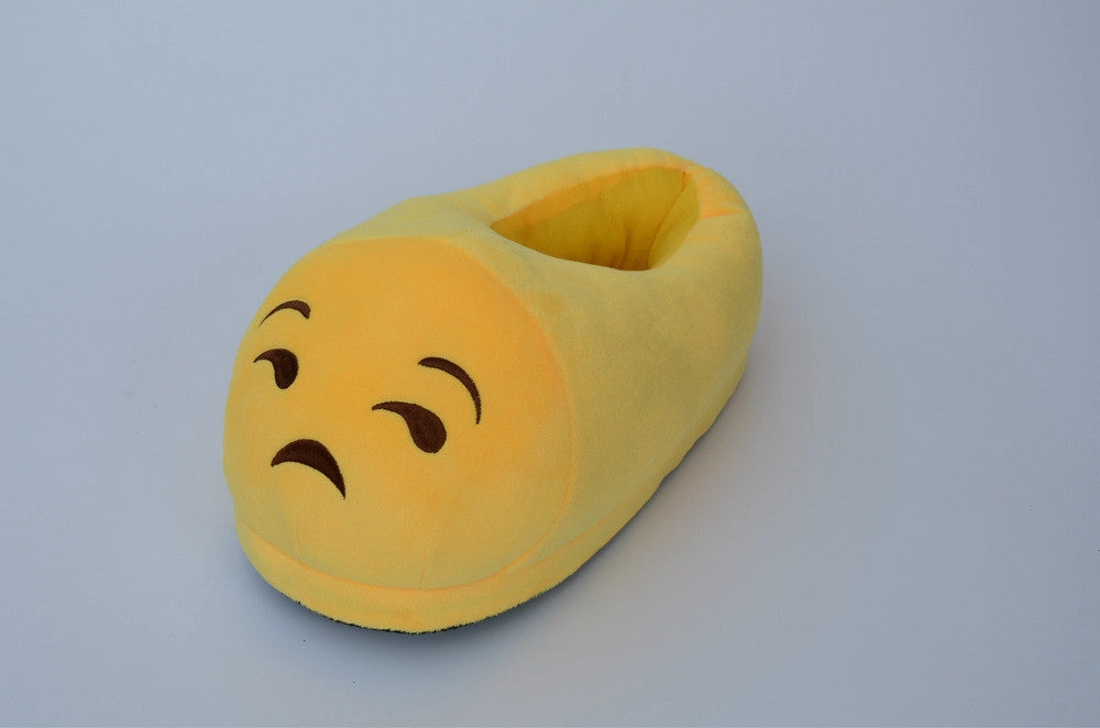 Emoji Shoes Yellow Cotton Plush Emoji Slippers Creative Funny Home Soft Shoes
