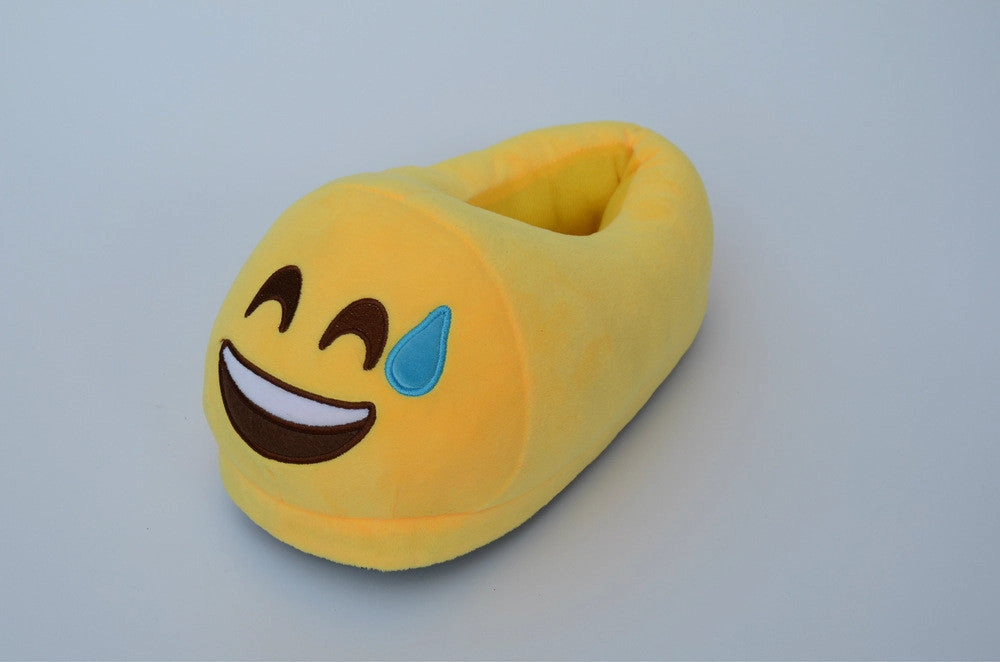 Emoji Shoes Yellow Cotton Plush Emoji Slippers Creative Funny Home Soft Shoes