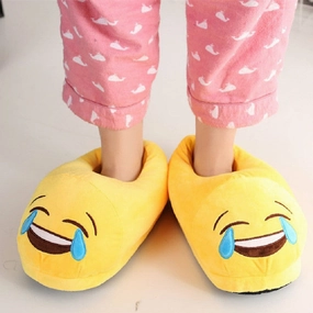 Emoji Shoes Yellow Cotton Plush Emoji Slippers Creative Funny Home Soft Shoes