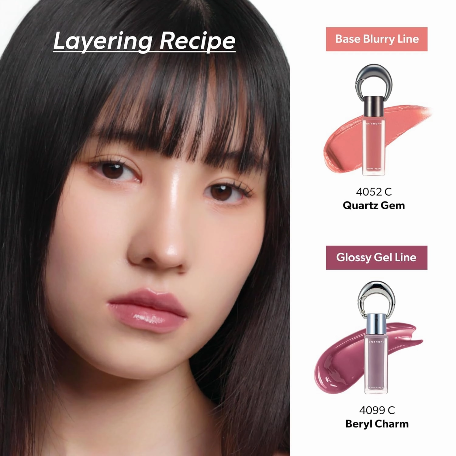 ENTROPY Makeup 2-in-1 Charm Shiny Glowy Lip & Cheek Gloss Tint Keychain, High Pigment Glossy Lip Color & Plumping Gloss, C1 Opal Charm