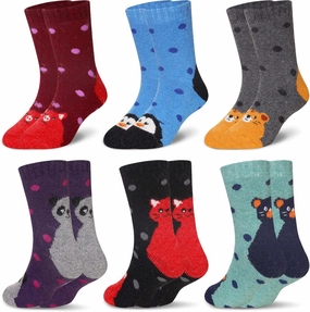 Eocom Kids Wool Socks For Boys Girls Warm Hiking Thermal Winter Cozy Soft Thick Toddlers Crew Boot Socks 6 Pairs