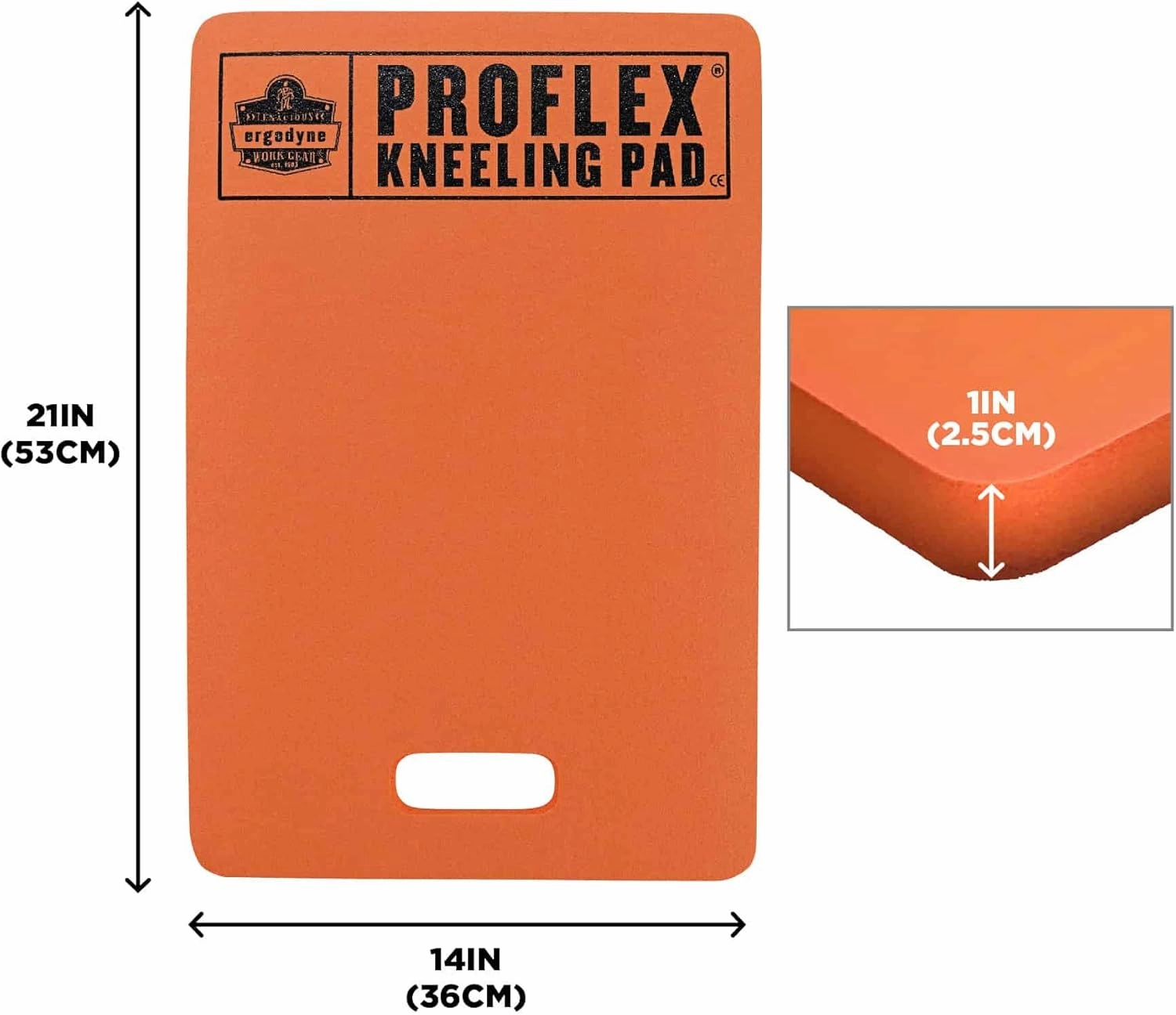 Ergodyne ProFlex 380 Kneeling Pad, Foam Knee Cushion, Water Resistant Kneeling Mat, 14" x 21" x 1", Orange, Standard