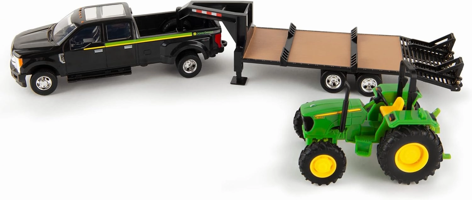 ERTL Ford F350 Pickup and Tractor Toy Set - 1:32 Scale - Includes John Deere Tractor Toy, Ford F350 Pickup Truck Toy and Gooseneck Trailer - 17.25 x 3.2 x 4.5 inches - Ages 3 Years and Up