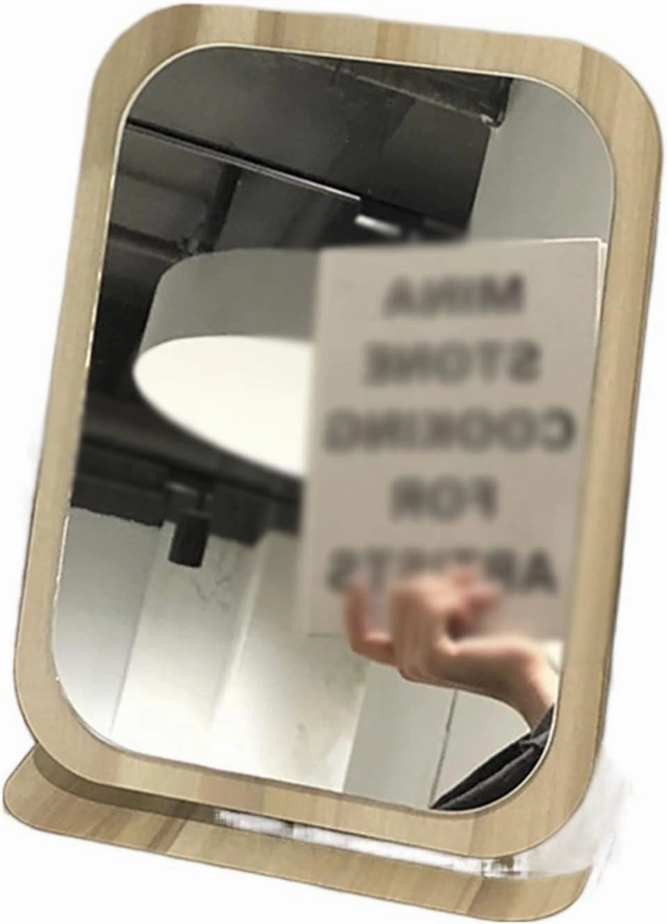 Espejo Cream Gum Wooden Mirror Household Small Cosmetic Mirror Bedroom Dormitory Desktop Vanity Mirror Portable Vertical Wooden Square Mirror Makeup Mirror