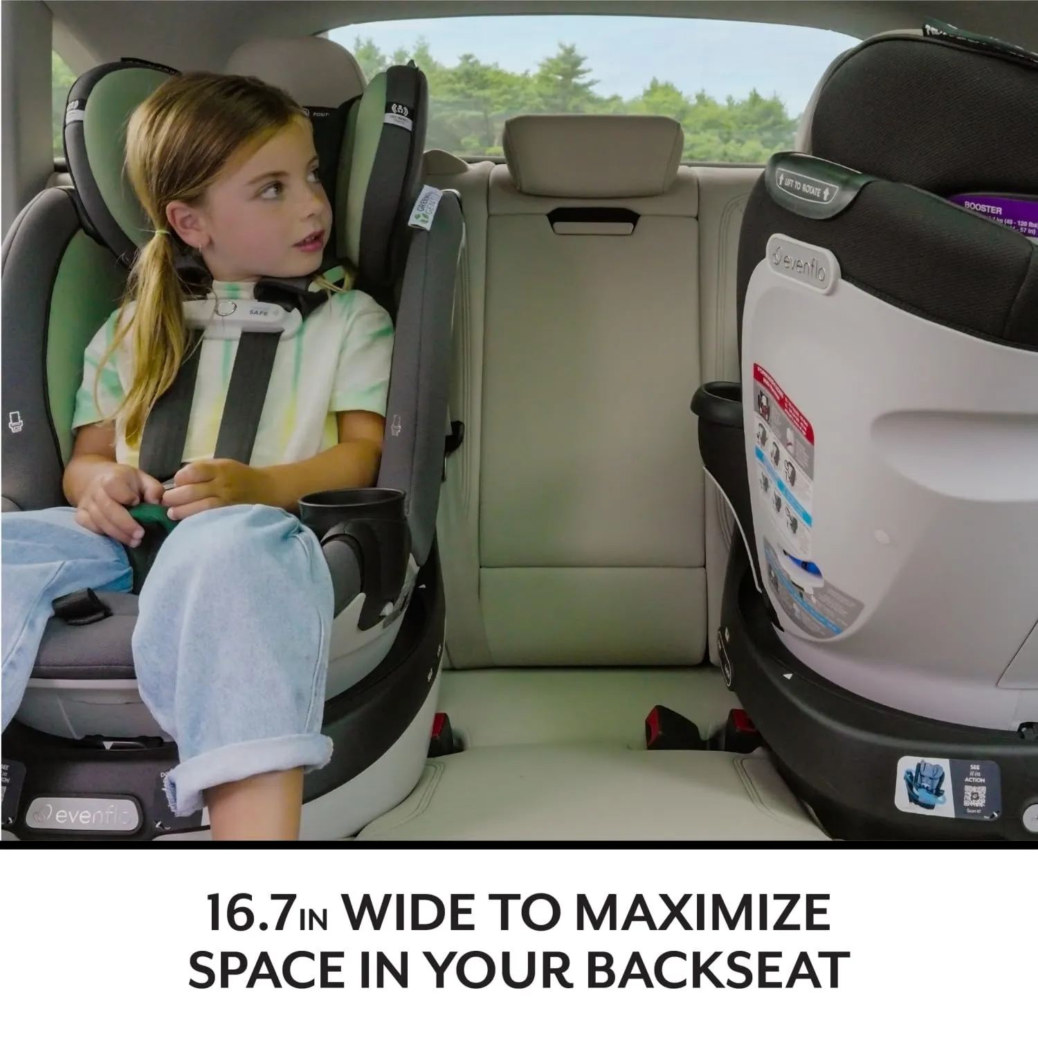 Evenflo Gold Revolve360 Slim 2-in-1 Rotational Car Seat with Green & Gentle Fabric (Peridot Green)